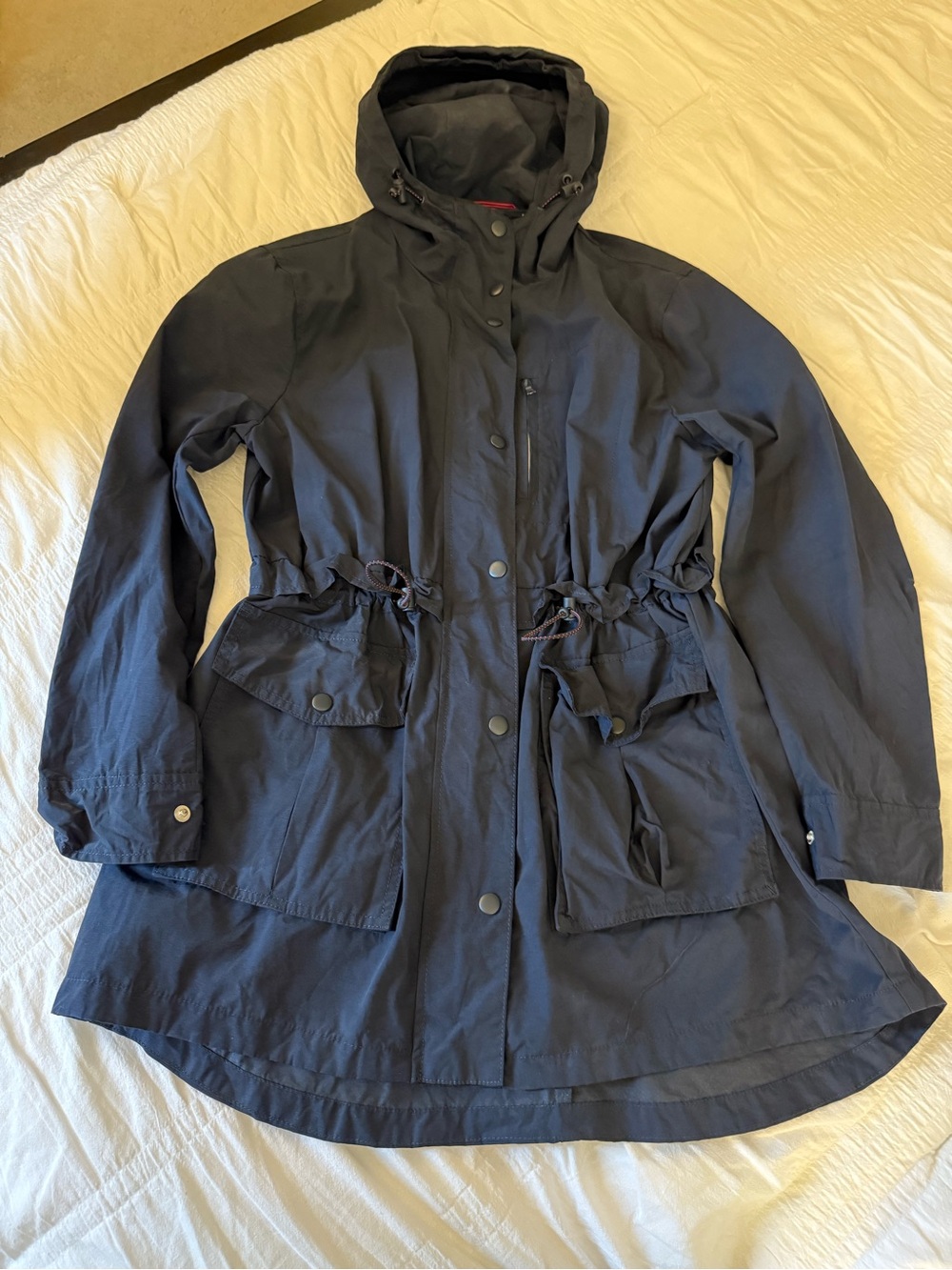 J. Crew Women’s Navy Hooded Raincoat Size Small